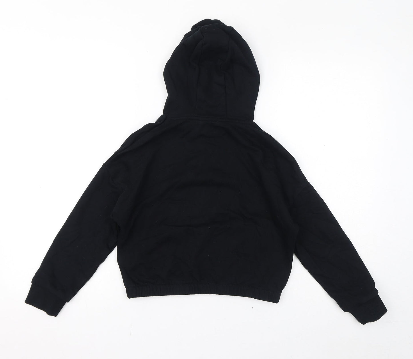 Marks and Spencer Girls Black Cotton Pullover Hoodie Size 9-10 Years Pullover - Be Your Own Icon, Cropped