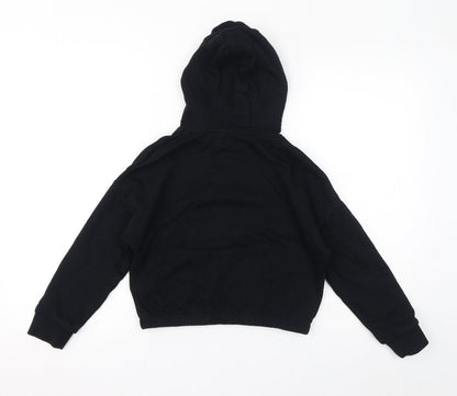 Marks and Spencer Girls Black Cotton Pullover Hoodie Size 9-10 Years Pullover - Be Your Own Icon, Cropped