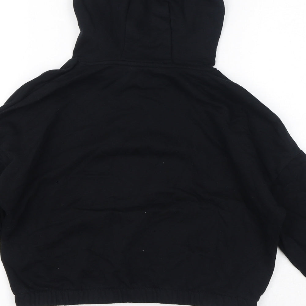 Marks and Spencer Girls Black Cotton Pullover Hoodie Size 9-10 Years Pullover - Be Your Own Icon, Cropped
