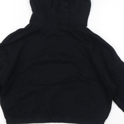 Marks and Spencer Girls Black Cotton Pullover Hoodie Size 9-10 Years Pullover - Be Your Own Icon, Cropped