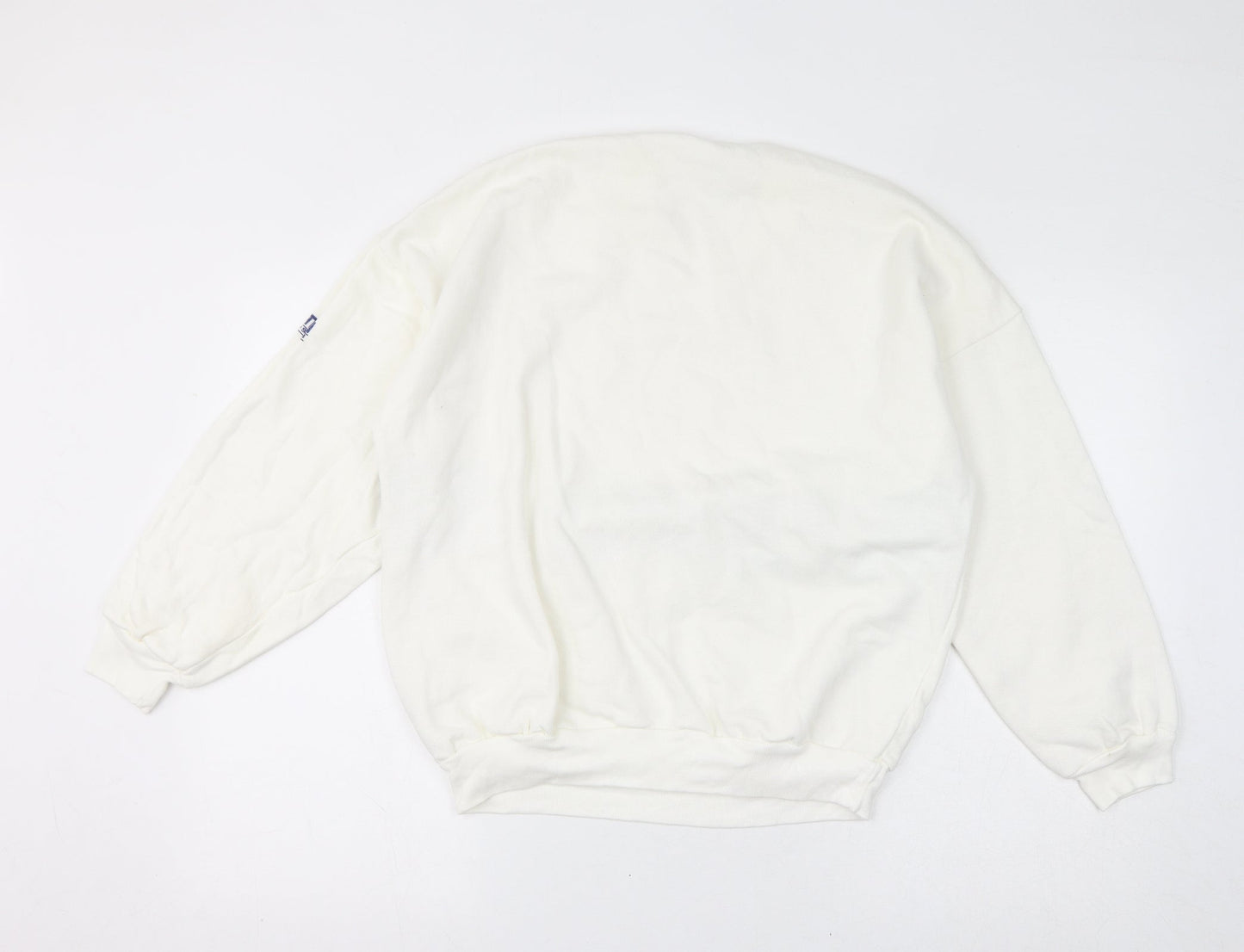 Limbas Womens White Geometric Polyester Pullover Sweatshirt Size M Pullover