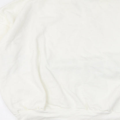 Limbas Womens White Geometric Polyester Pullover Sweatshirt Size M Pullover