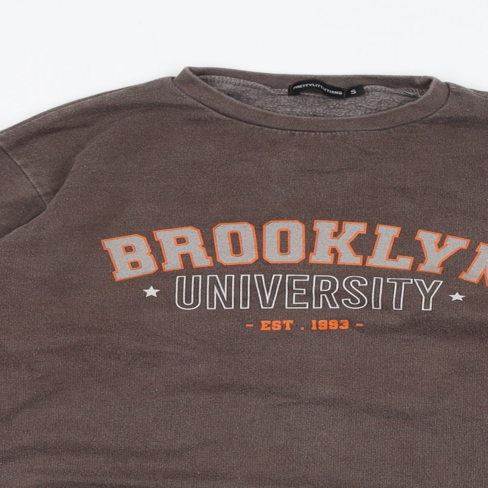 PRETTYLITTLETHING Womens Brown Polyester Pullover Sweatshirt Size S Pullover - Brooklyn University