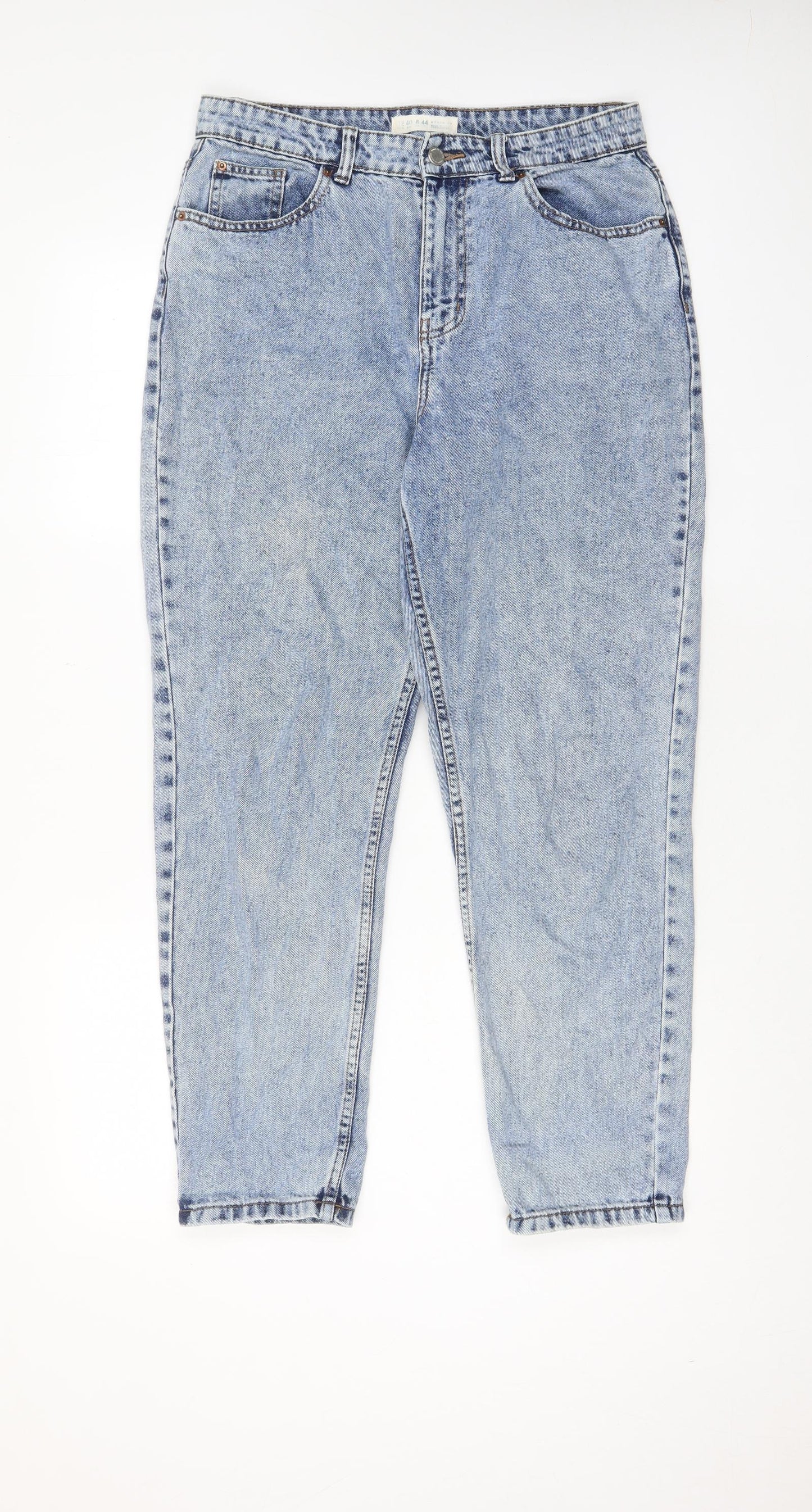 Denim & Co. Womens Blue Cotton Straight Jeans Size 12 L27 in Regular Zip - Pockets