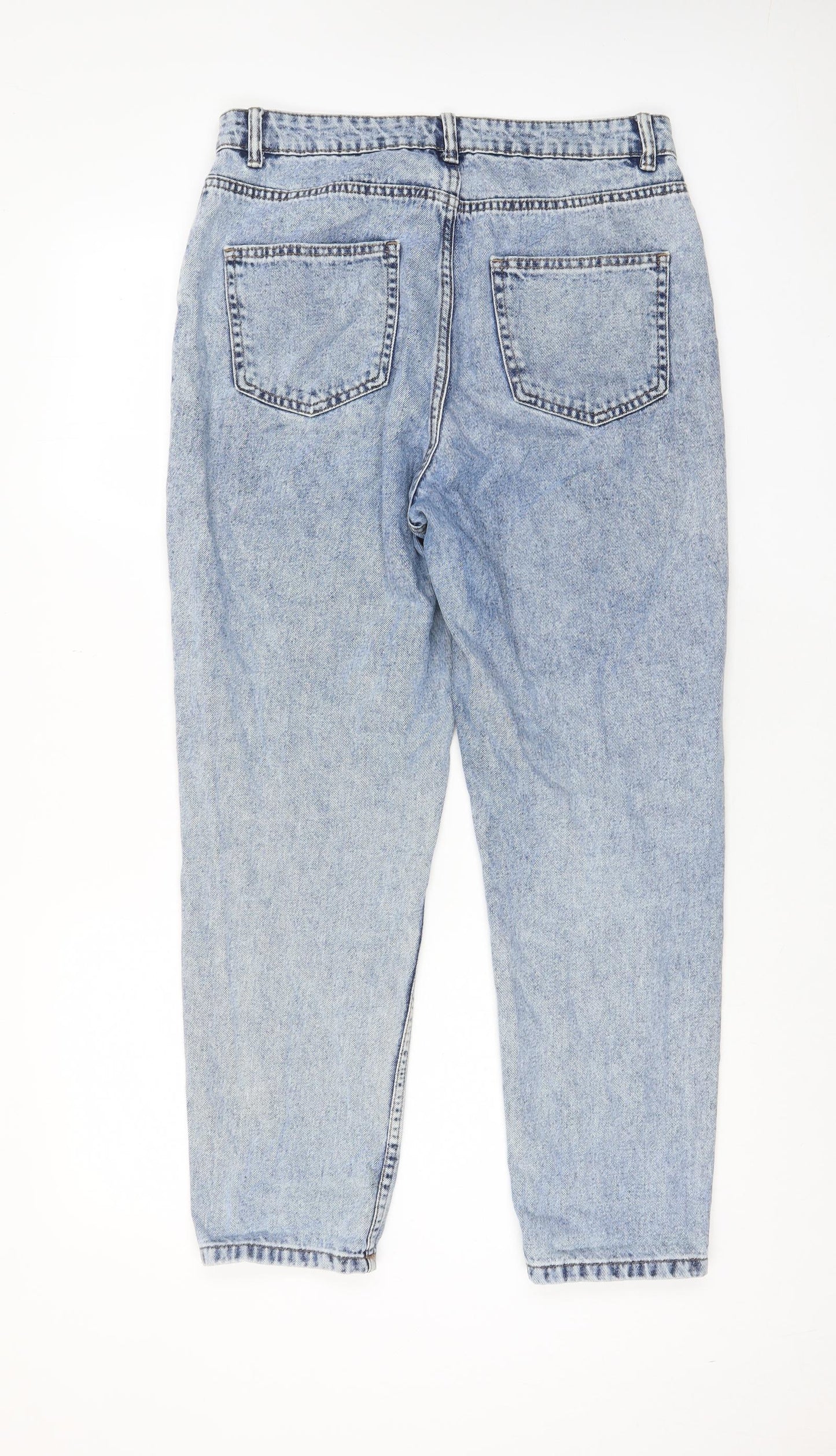Denim & Co. Womens Blue Cotton Straight Jeans Size 12 L27 in Regular Zip - Pockets