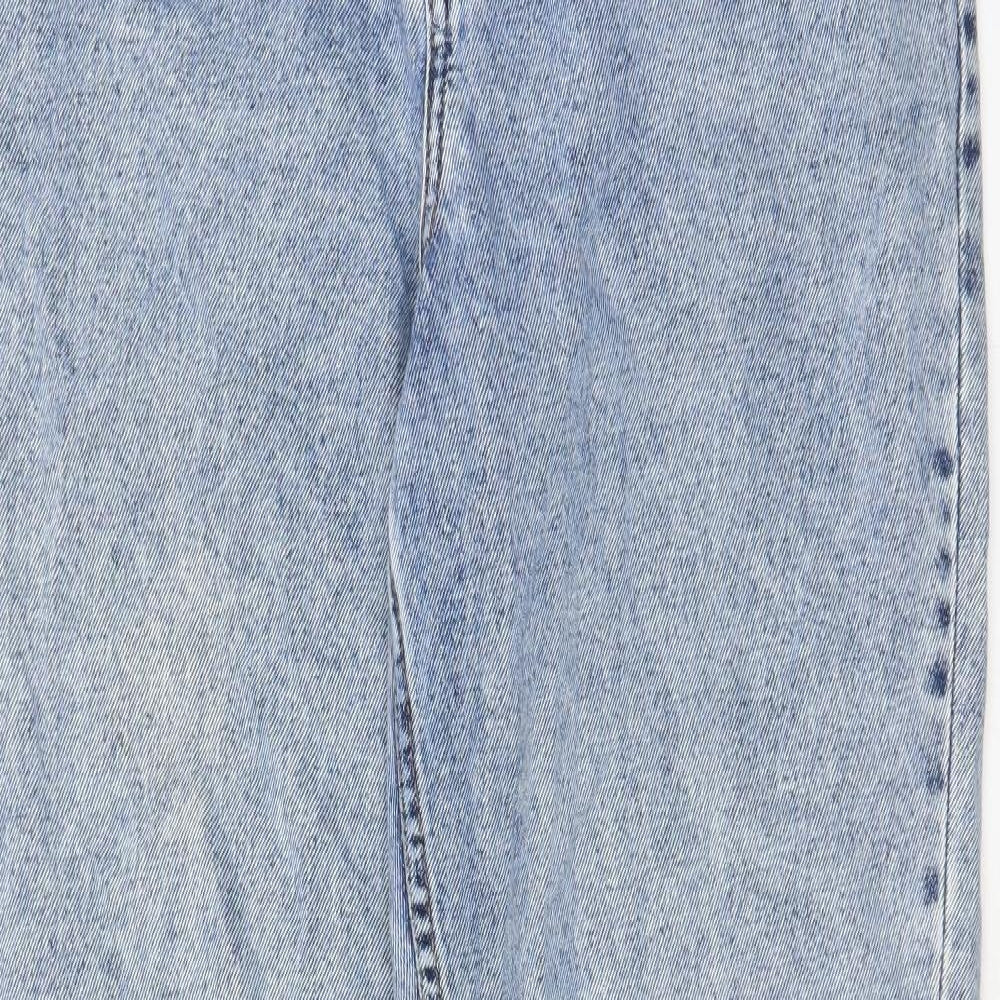 Denim & Co. Womens Blue Cotton Straight Jeans Size 12 L27 in Regular Zip - Pockets