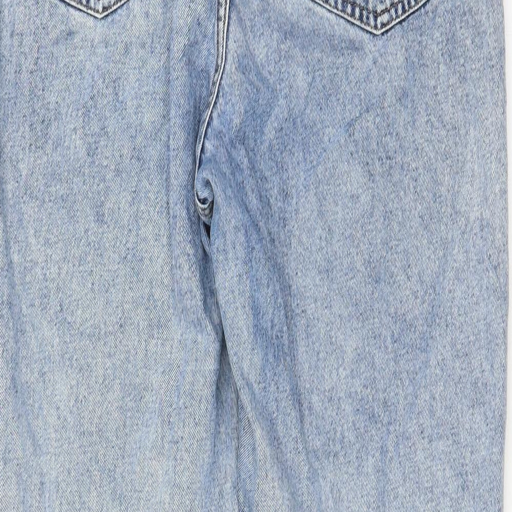 Denim & Co. Womens Blue Cotton Straight Jeans Size 12 L27 in Regular Zip - Pockets