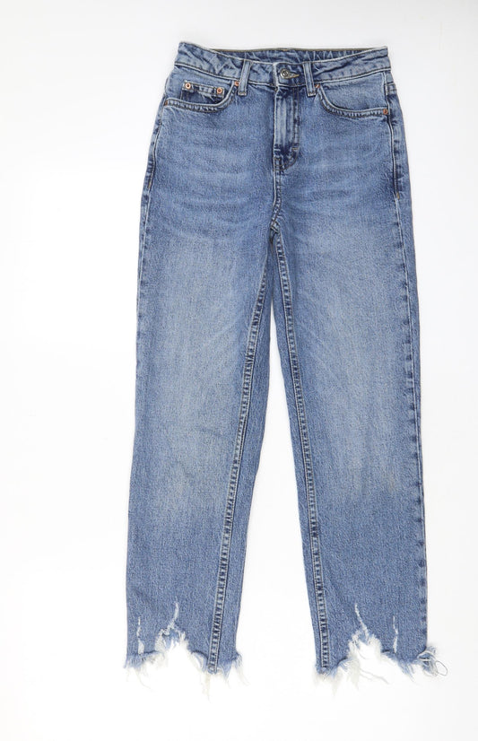 Topshop Womens Blue Cotton Capri Jeans Size 25 in L32 in Regular Zip - Pockets