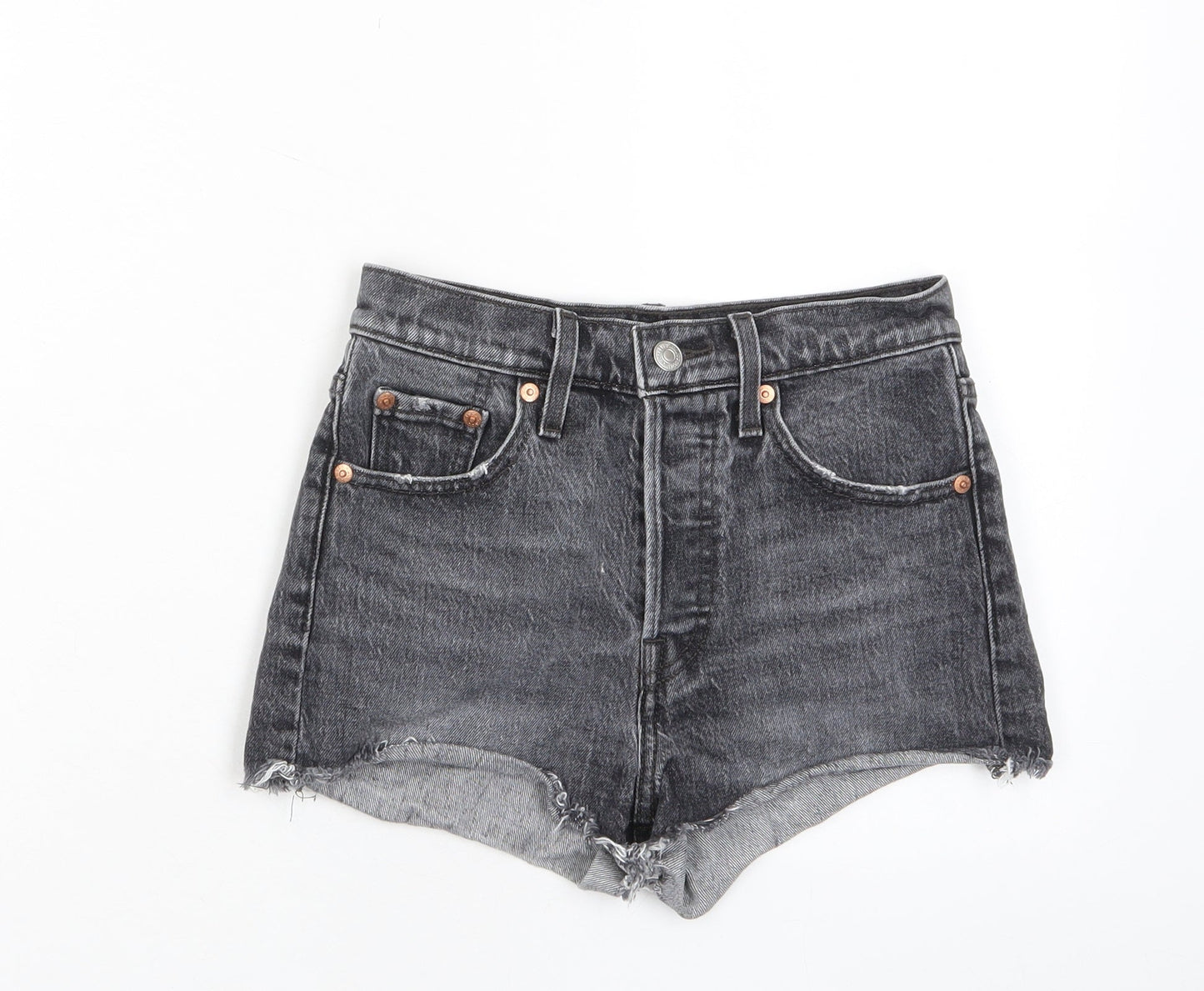 Levi's Womens Grey Cotton Basic Shorts Size 23 in Regular Button - Pockets