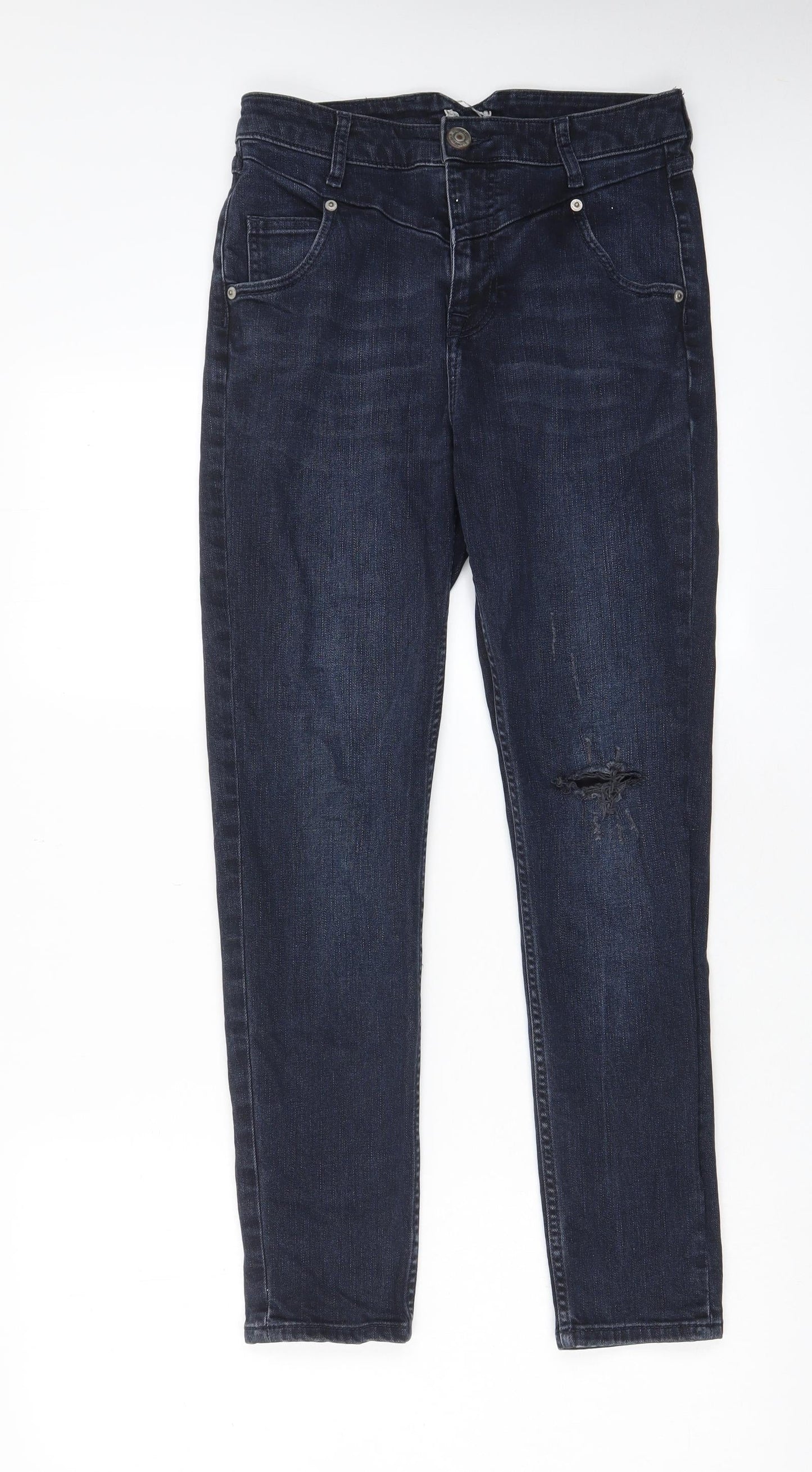 River Island Womens Blue Cotton Skinny Jeans Size 8 L26 in Regular Zip - Pockets