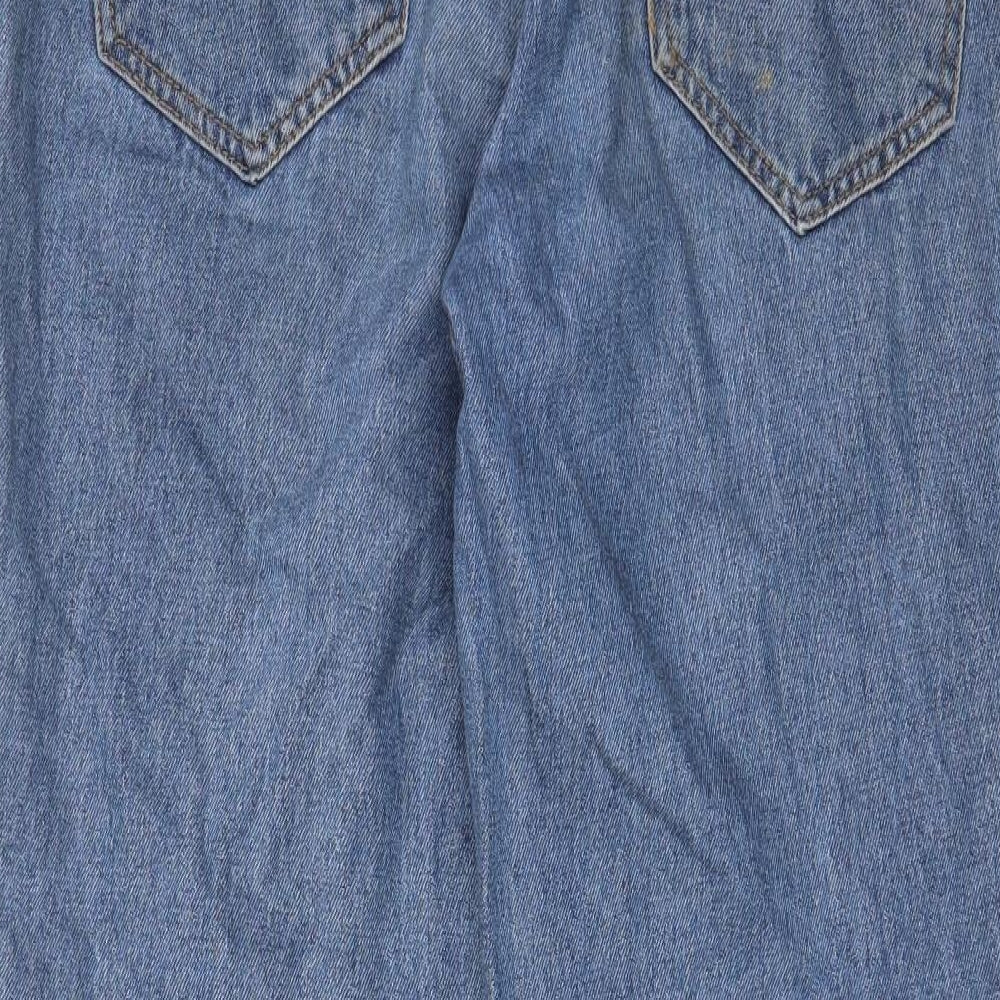 PRETTYLITTLETHING Womens Blue Cotton Straight Jeans Size 12 L28 in Regular Zip - Pockets