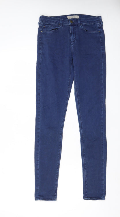 Topshop Womens Blue Cotton Skinny Jeans Size 28 in L34 in Regular Zip - Pockets