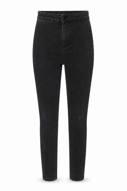 Front view of Denim & Co. women’s grey cotton skinny jeans, size UK 8, 27-inch leg regular zip - pockets