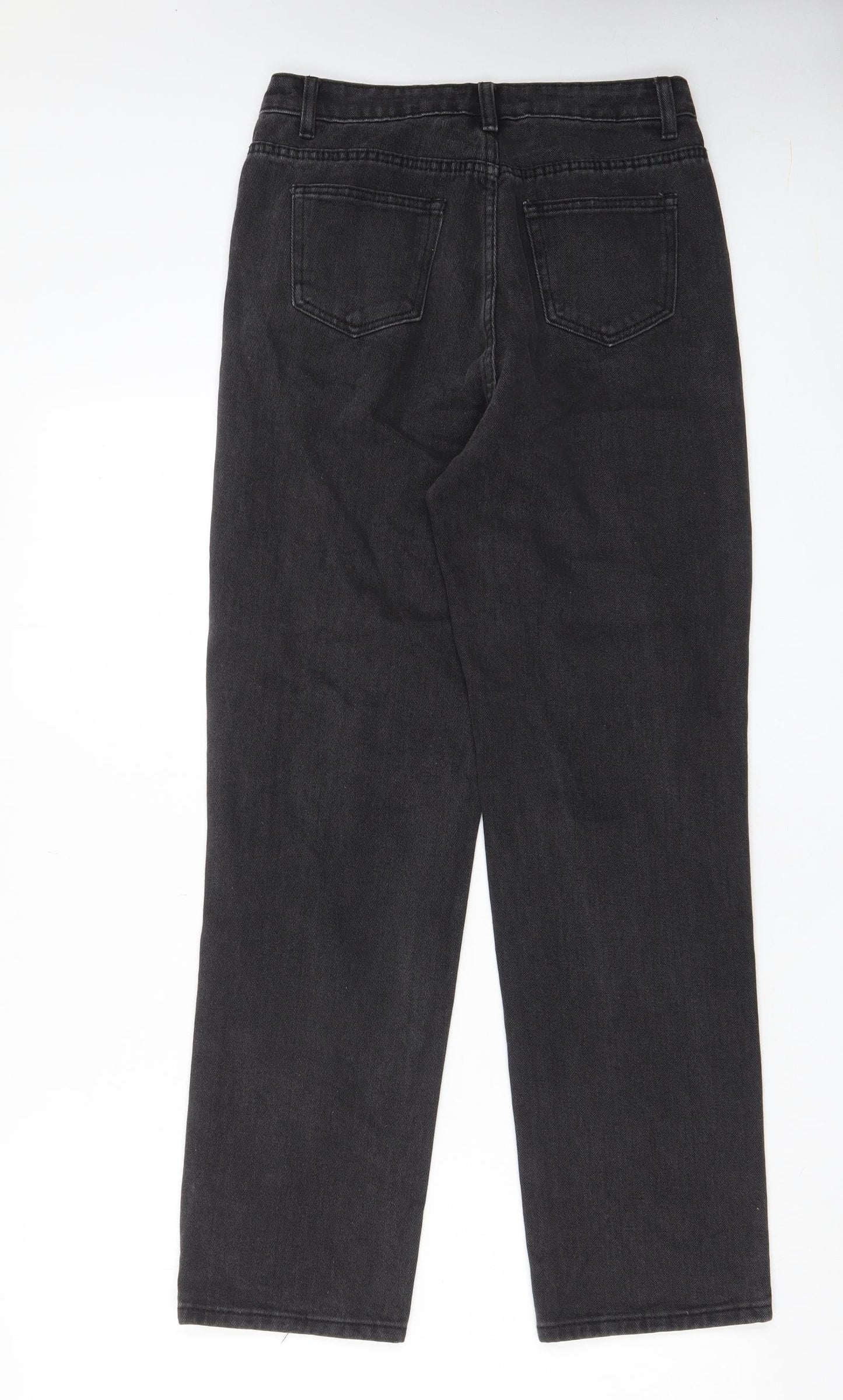 PRETTYLITTLETHING Womens Grey Cotton Straight Jeans Size 8 L29 in Regular Zip - Pockets