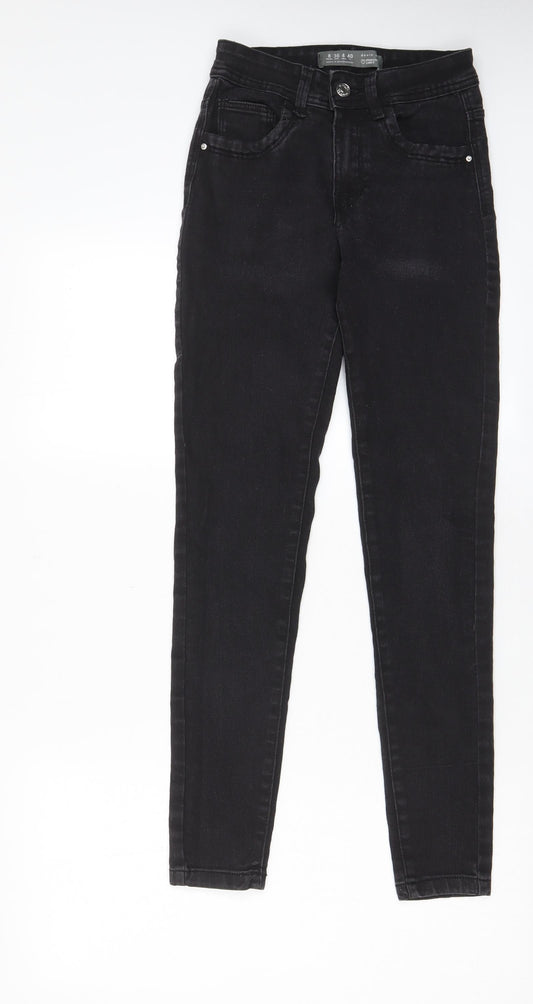 Denim & Co. Womens Grey Cotton Skinny Jeans Size 8 L28 in Regular Zip - Pockets