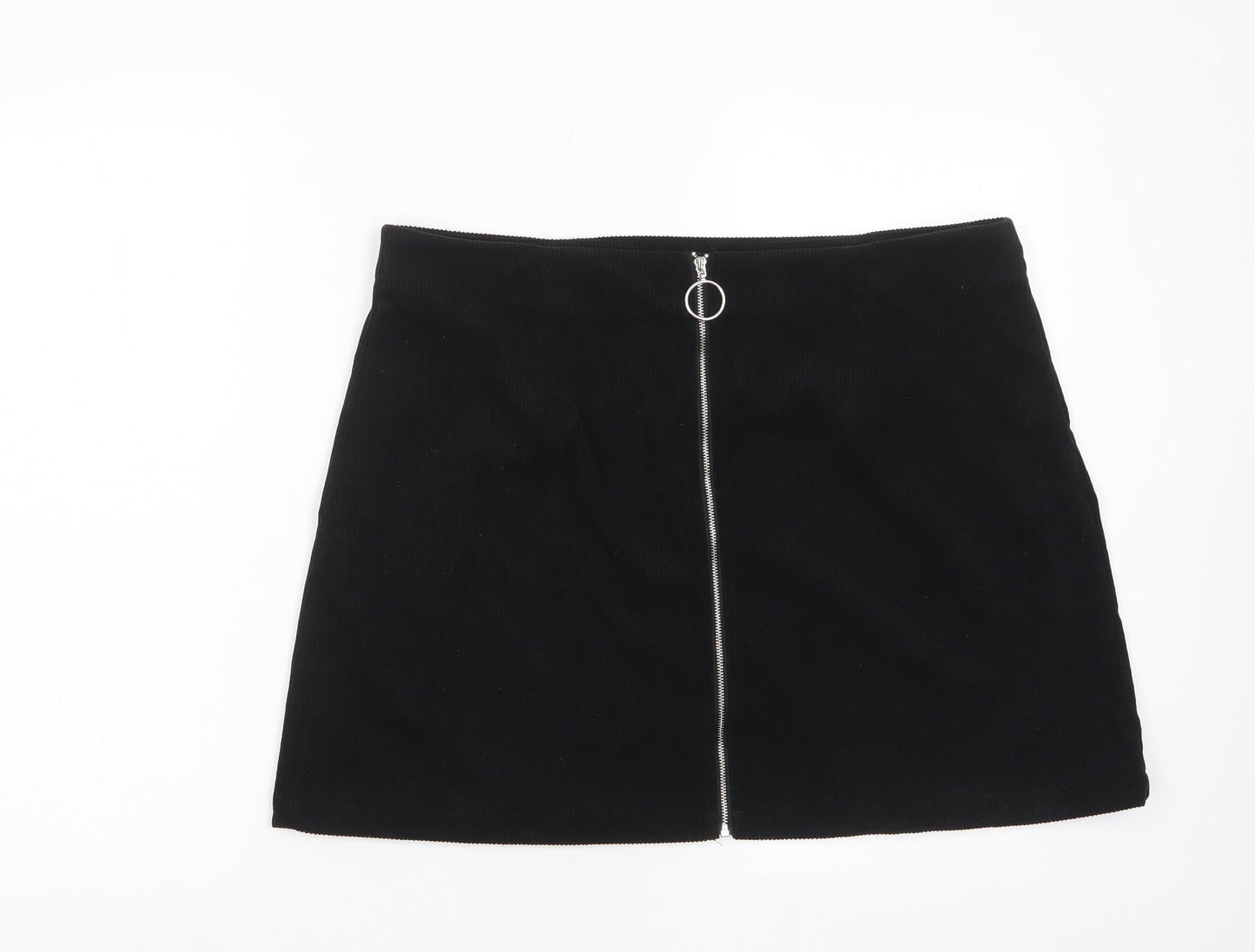 Cider Womens Black Polyester A-Line Skirt Size XL Zip