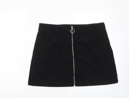 Cider Womens Black Polyester A-Line Skirt Size XL Zip