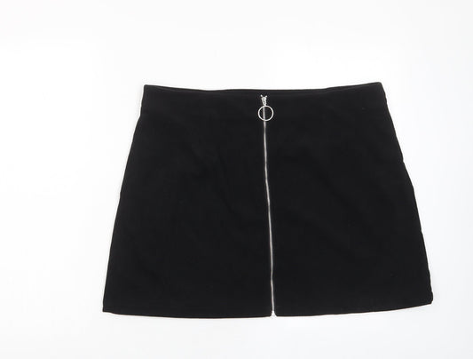 Cider Womens Black Polyester A-Line Skirt Size XL Zip