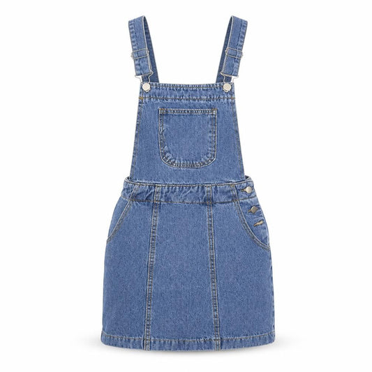 NEXT Womens Blue Cotton Pinafore/Dungaree Dress Size 6 Square Neck Button - Pockets