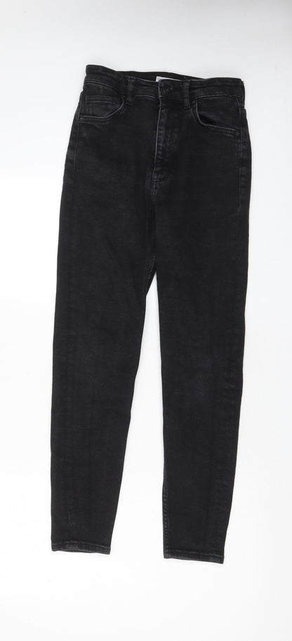 Bershka Womens Black Cotton Skinny Jeans Size 10 L27 in Regular Zip - Pockets
