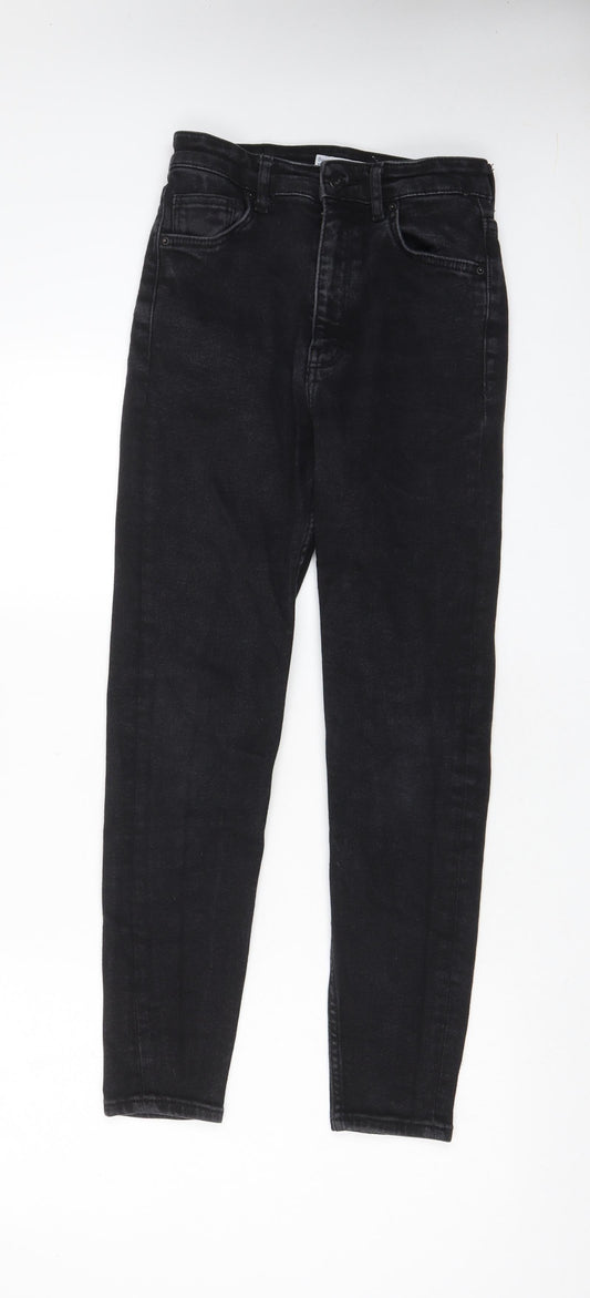 Bershka Womens Black Cotton Skinny Jeans Size 10 L27 in Regular Zip - Pockets