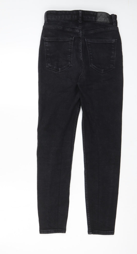 Bershka Womens Black Cotton Skinny Jeans Size 10 L27 in Regular Zip - Pockets