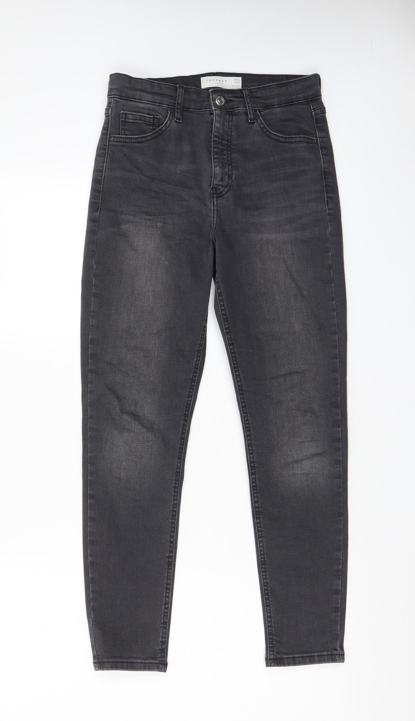 Topshop Womens Grey Cotton Skinny Jeans Size 28 in L30 in Regular Zip - Pockets