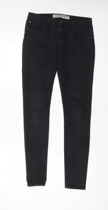 Denim & Co. Womens Black Cotton Skinny Jeans Size 10 L30 in Regular Zip - Pockets