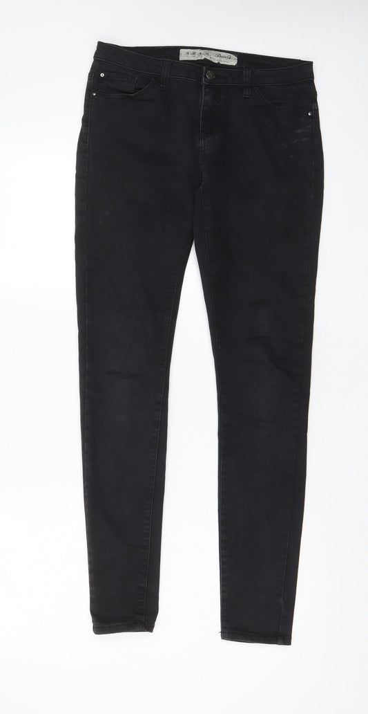 Denim & Co. Womens Black Cotton Skinny Jeans Size 10 L30 in Regular Zip - Pockets