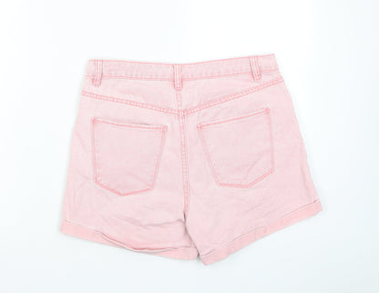 VERO MODA Womens Pink Cotton Boyfriend Shorts Size M L3 in Regular Zip - Pockets
