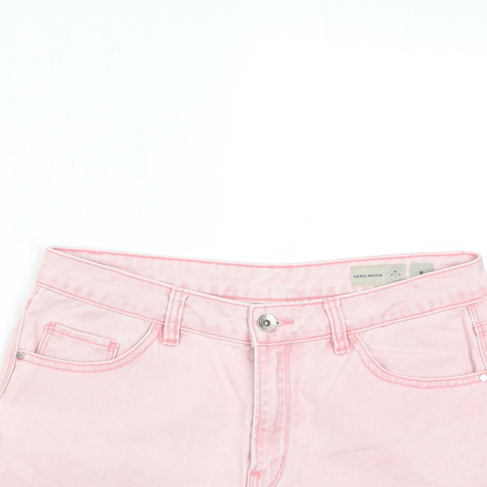 VERO MODA Womens Pink Cotton Boyfriend Shorts Size M L3 in Regular Zip - Pockets