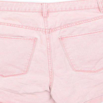 VERO MODA Womens Pink Cotton Boyfriend Shorts Size M L3 in Regular Zip - Pockets