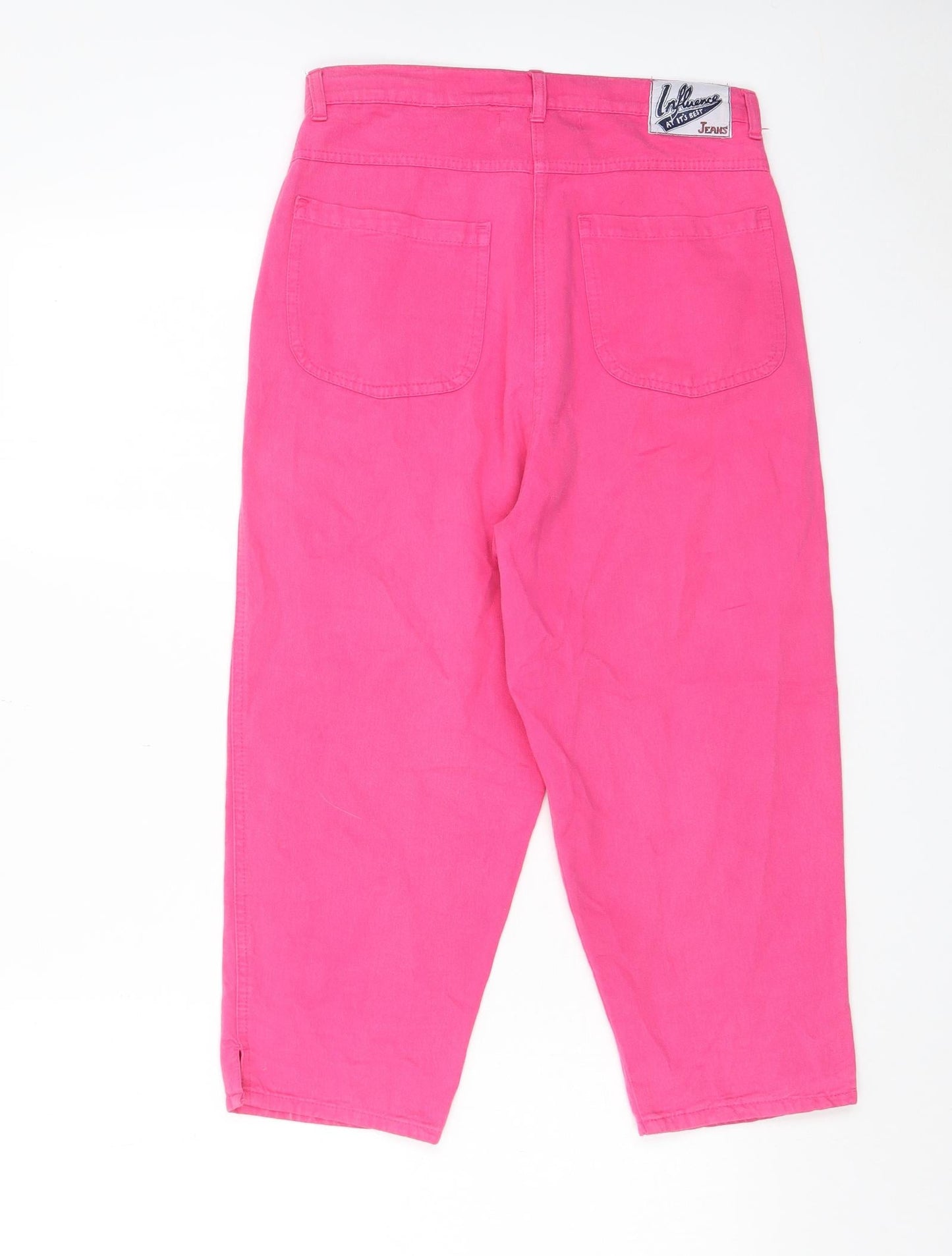 Influence Womens Pink Cotton Capri Jeans Size M L20 in Regular Zip - Pockets