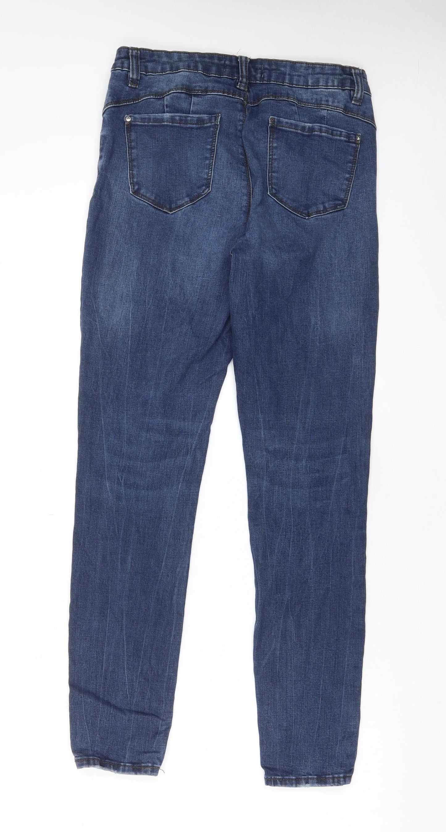 Denim & Co. Womens Blue Cotton Skinny Jeans Size 14 L28 in Regular Zip - Pockets