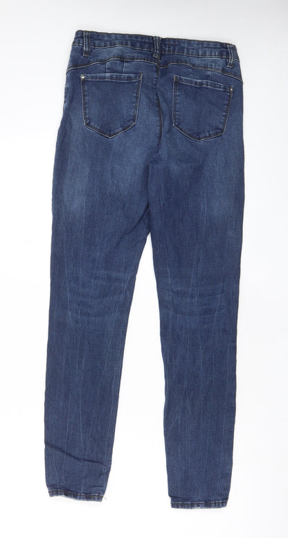 Denim & Co. Womens Blue Cotton Skinny Jeans Size 14 L28 in Regular Zip - Pockets