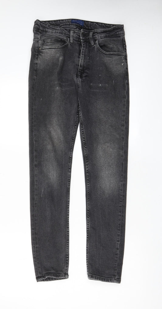 Zara Mens Grey Cotton Skinny Jeans Size 30 in L29 in Regular Zip - Pockets