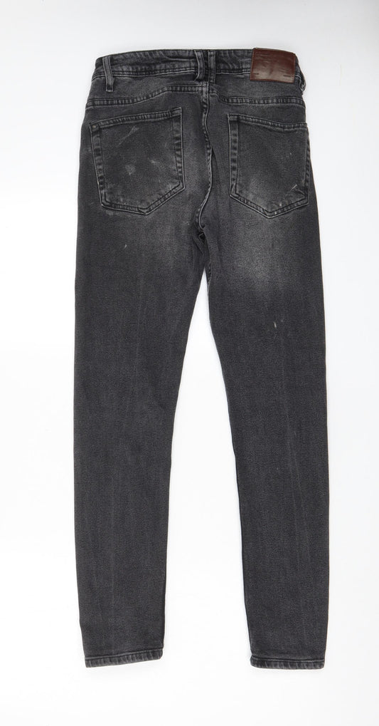 Zara Mens Grey Cotton Skinny Jeans Size 30 in L29 in Regular Zip - Pockets