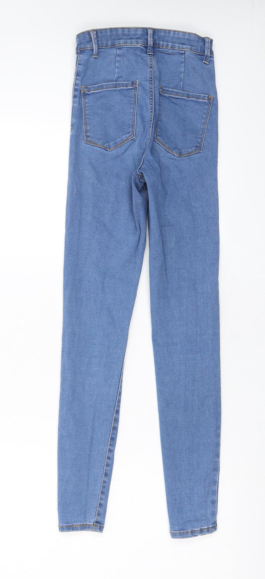 Denim & Co. Womens Blue Cotton Skinny Jeans Size 6 L26 in Regular Zip - Pockets
