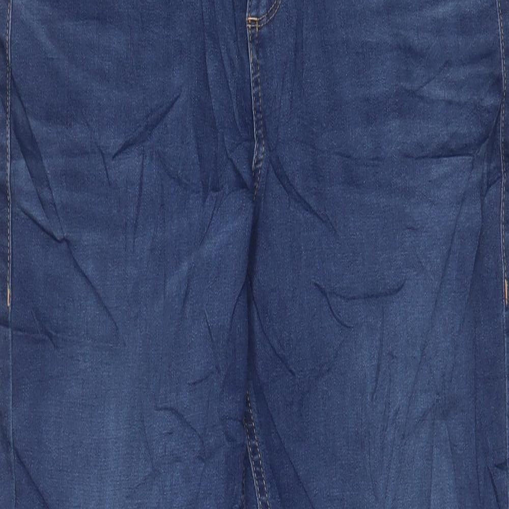 Marks and Spencer Womens Blue Cotton Skinny Jeans Size 12 L29 in Regular Zip - Pockets