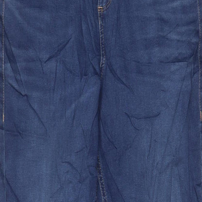 Marks and Spencer Womens Blue Cotton Skinny Jeans Size 12 L29 in Regular Zip - Pockets