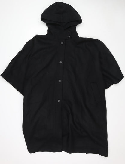 Zara Mens Black Pea Coat Poncho Size M Snap - Pit to Pit - 52''