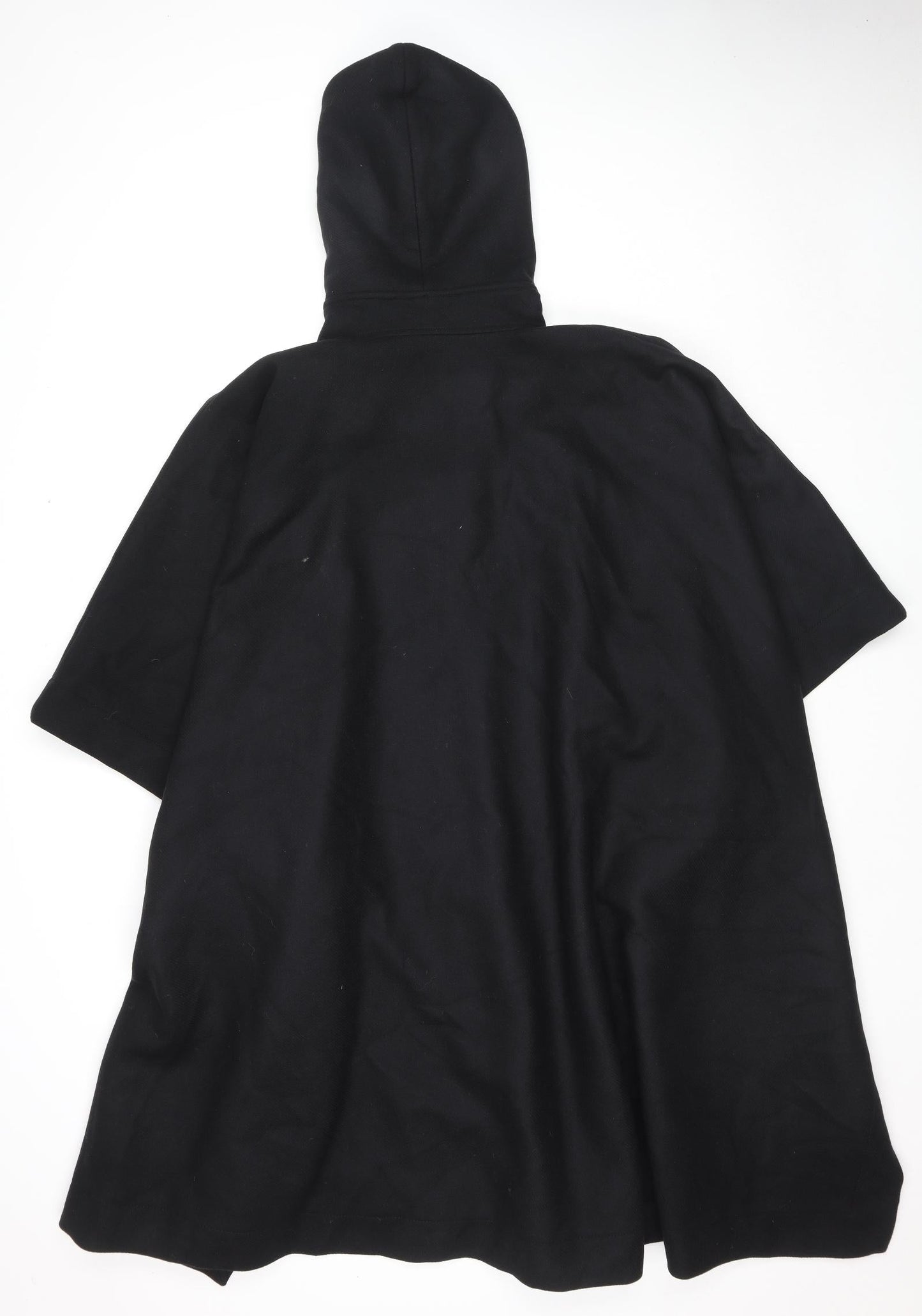 Zara Mens Black Pea Coat Poncho Size M Snap - Pit to Pit - 52''