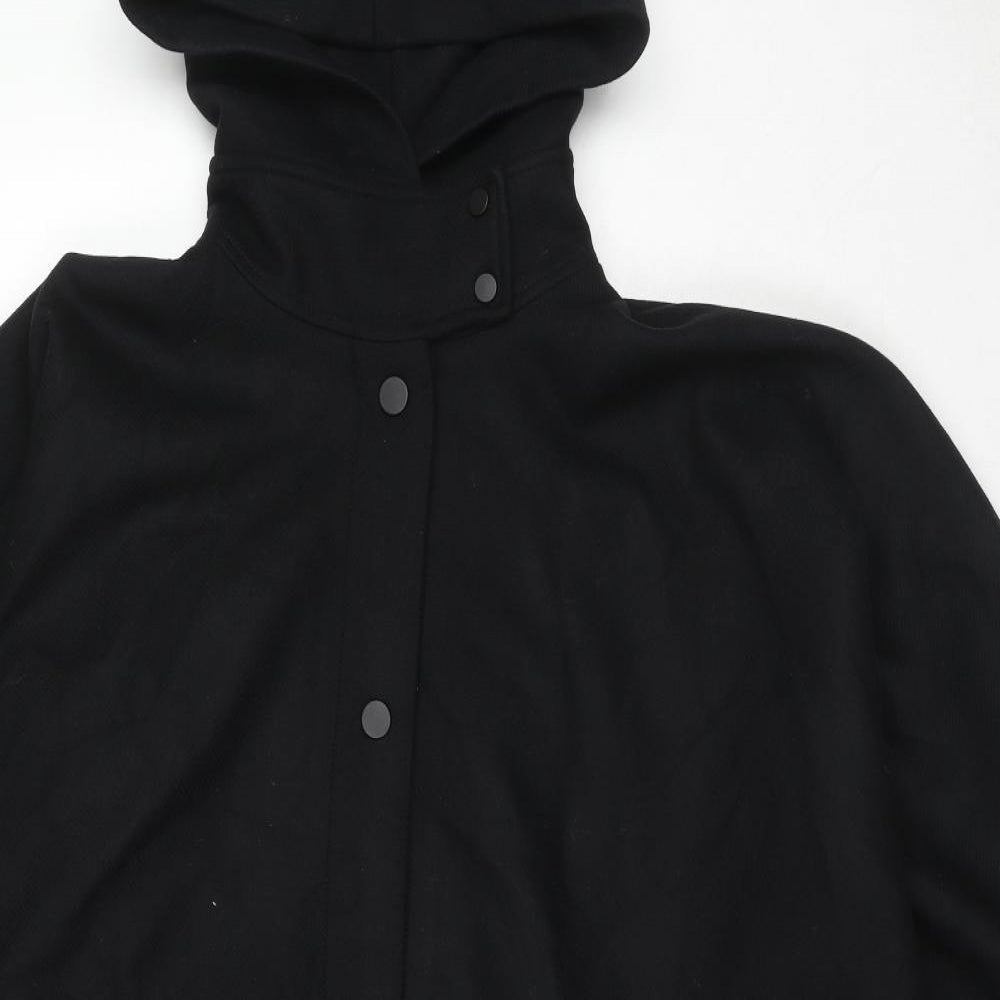 Zara Mens Black Pea Coat Poncho Size M Snap - Pit to Pit - 52''