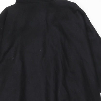 Zara Mens Black Pea Coat Poncho Size M Snap - Pit to Pit - 52''