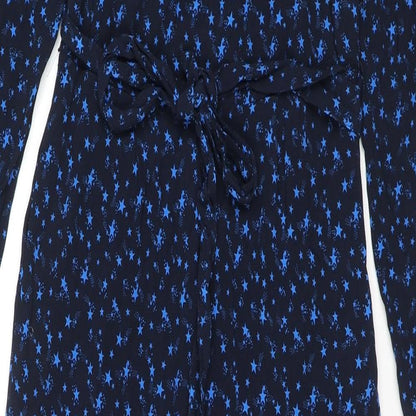 Marks and Spencer Womens Blue Geometric Viscose Jumpsuit One-Piece Size 8 L26 in Pullover