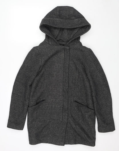 New Look Womens Black Overcoat Coat Size 8 Zip