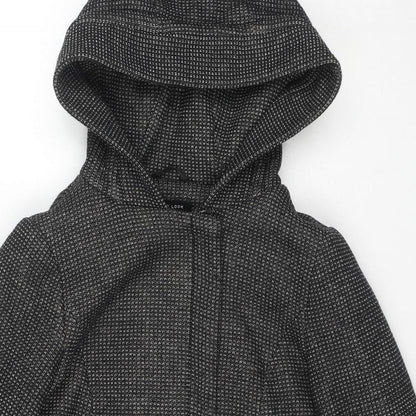 New Look Womens Black Overcoat Coat Size 8 Zip