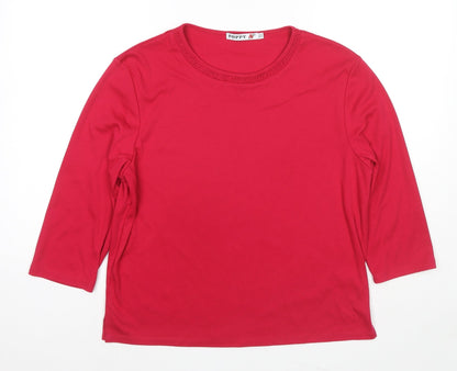Womens UK Size 16 Poppy Red Jersey T-Shirt