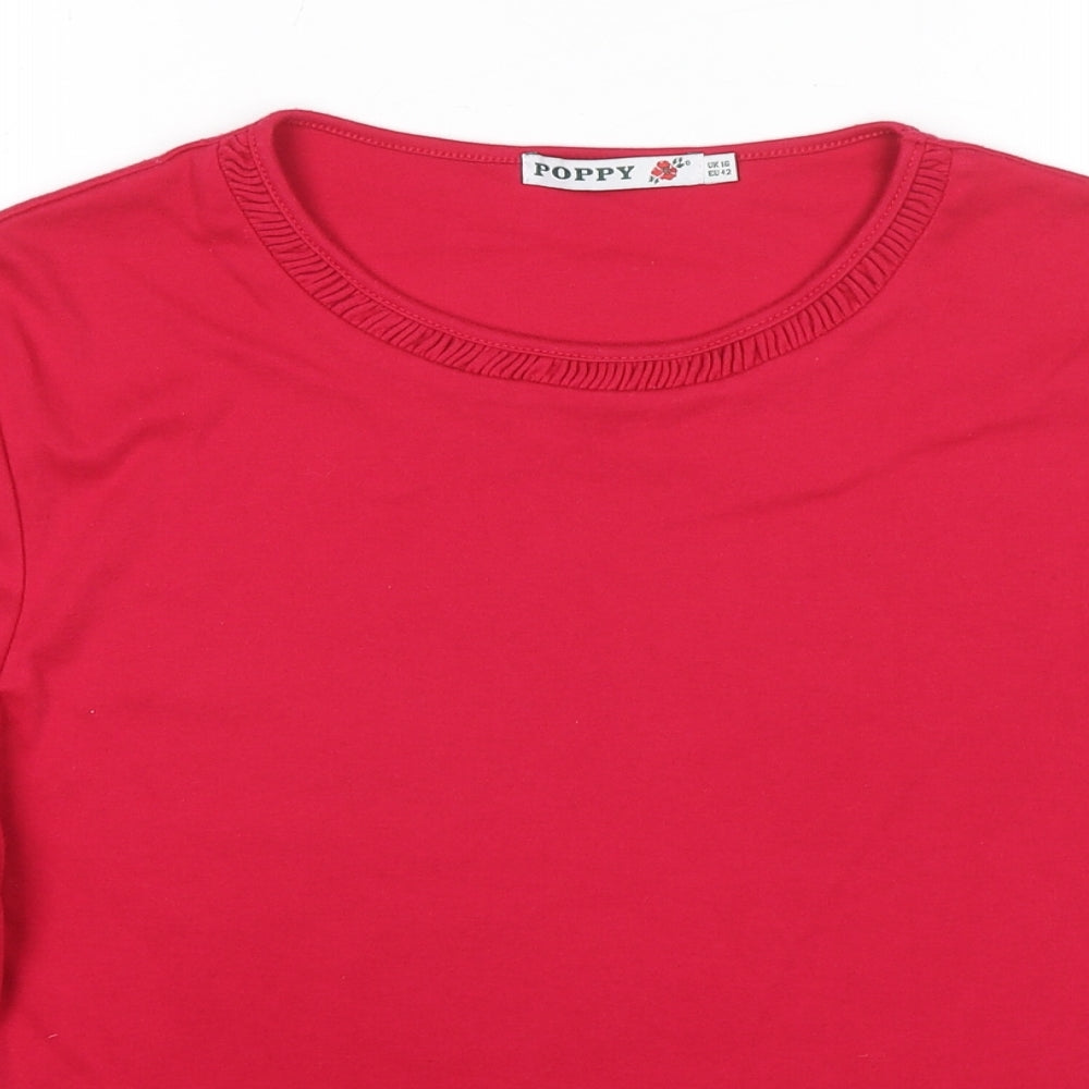 Womens UK Size 16 Poppy Red Jersey T-Shirt