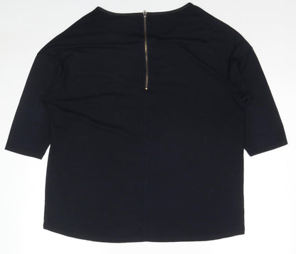 89th & Madison Womens Blue Polyester Basic Blouse Size XL Round Neck